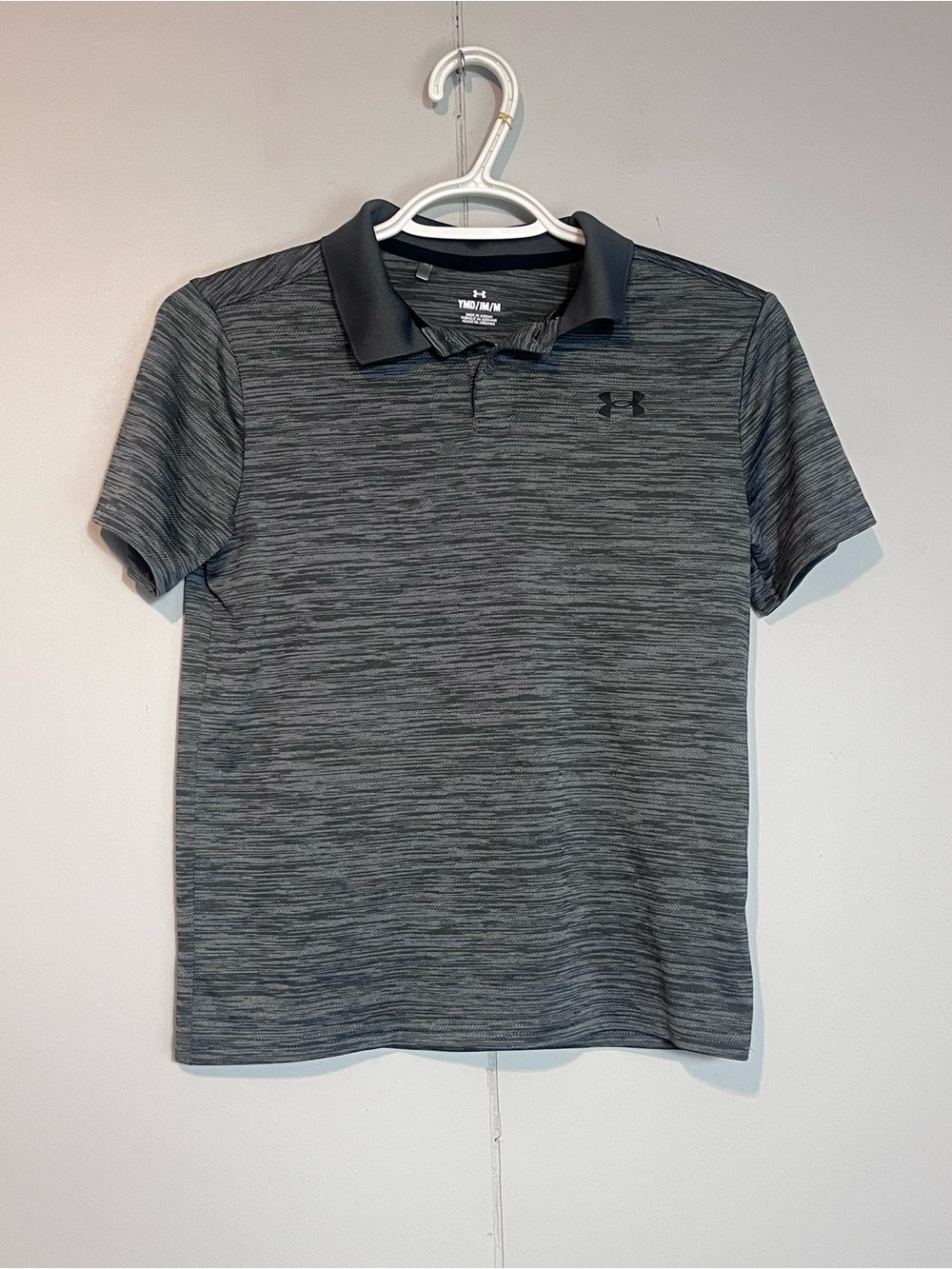 Under Armour Youth Medium Performance Polo Gray Black Heather